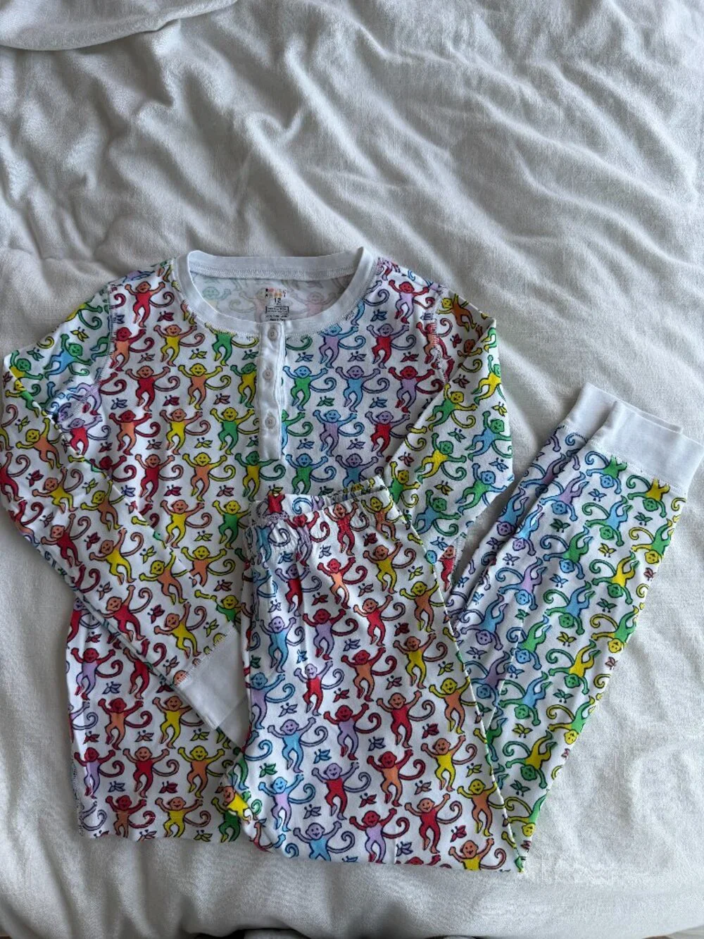 Girls Roller Rabbit Long Sleeve Monkey Print Pajama Set